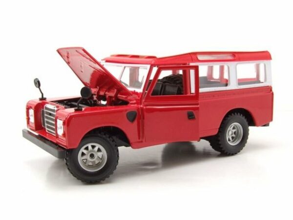 Bburago Modellauto Land Rover Serie II rot weiß Modellauto 1:24 Bburago