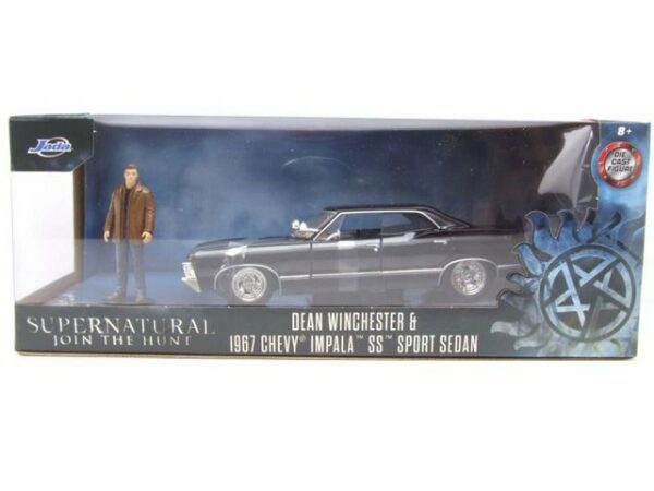 JADA Modellauto Chevrolet Impala Sport Sedan 1967 schwarz Supernatural mit Figur Model