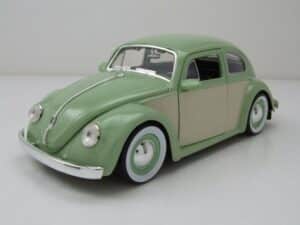 JADA Modellauto VW Käfer 1959 mit Weißwandreifen hellgrün weiß Modellauto 1:24 Jada