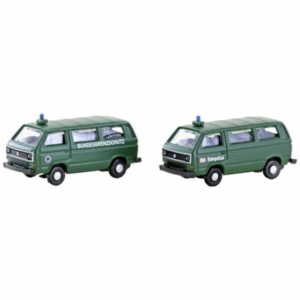 Minis by Lemke Modelleisenbahn-Straße N VW T3 2er Set Bus BGS + Bahnpolizei