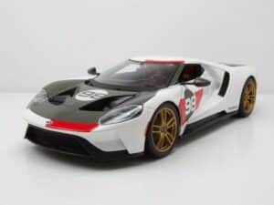 Maisto® Modellauto Ford GT Heritage #98 2021 weiß schwarz Modellauto 1:18 Maisto