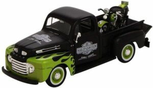 Maisto® Modellauto Ford F1 Pick-Up '48 + Harley FL Panhead '48 (schwarz-grün)