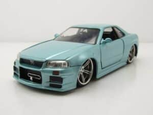 JADA Modellauto Nissan Skyline GT-R R34 2002 türkis metallic Brian Fast & Furious