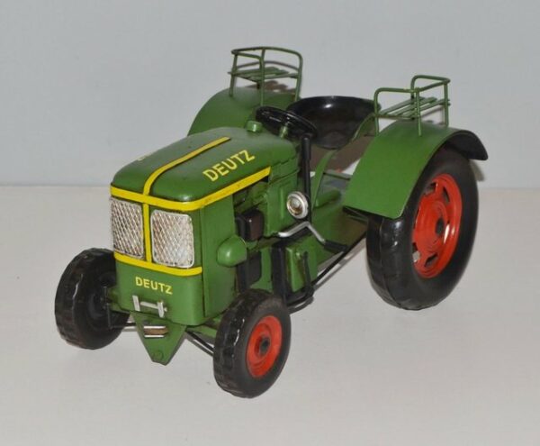 JS GartenDeko Modelltraktor Blechtraktor Oldtimer Deutz Modell Traktor grün F1L514 L 26 cm