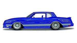 Maisto® Modellauto Design Chevrolet Monte Carlo Lowrider `86 (blau)