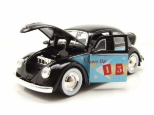 JADA Modellauto VW Käfer 1959 schwarz blau I Love the 50s Modellauto 1:24 Jada Toys