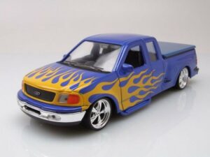 Welly Modellauto Ford F-150 Flareside Pick Up Lowrider 1998 blau Modellauto 1:24 Welly