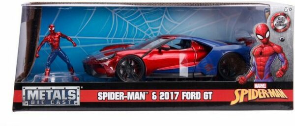 JADA Modellauto Modellauto H.R.Marvel Spiderman 2017 Ford GT mit Figur 1:24 253225002