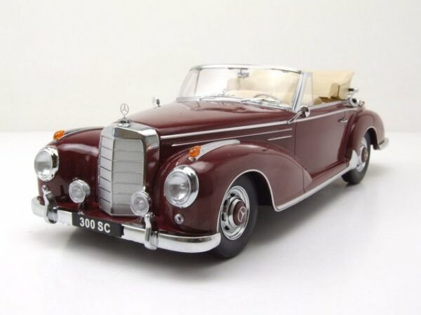 KK Scale Modellauto Mercedes 300 SC W188 Cabrio 1957 dunkelrot Modellauto 1:18 KK Scale